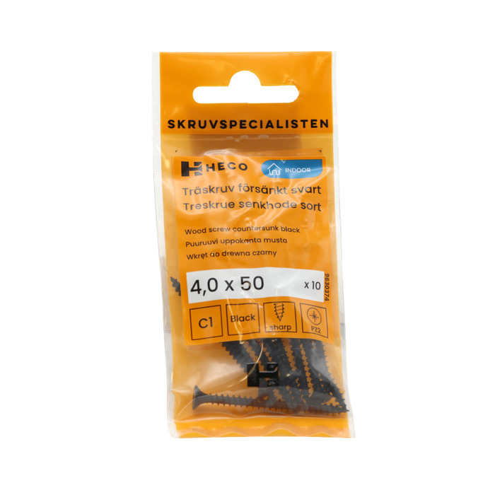 Träskruv TFX 4,0 x 50 mm Svart 10-pack Heco